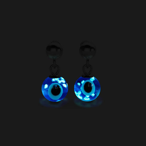 Nazar | .925 Sterling Silver | Firefly Glass Evil Eye Drop Stud Earrings